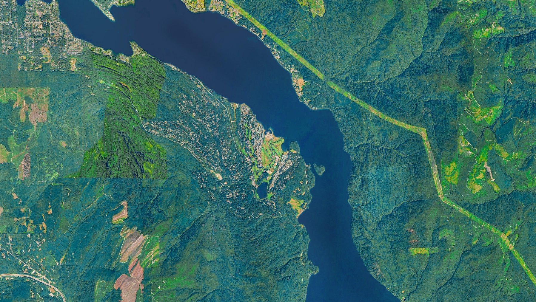 Aerial map of Lake Whatcom, Geneva and Sudden Valley — ZIP 98229