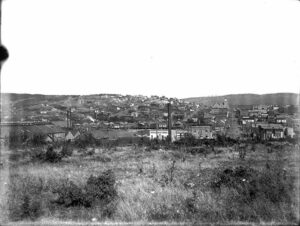A 1900 view across the rooftops and factories of the Fairhaven district