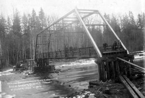 An 1897 truss bridge crossing the south fork of the Nooksack River