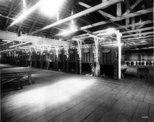 Coopers building wooden barrels at a fisheries plant, 1909