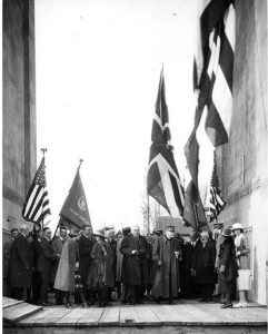 Crowd gathered at the 1921 dedication of the International Peace Arch in Blaine
