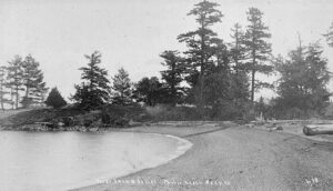 Circa 1890 photo of a pebble beach shoreline on Wasp Island in the San Juan Islands