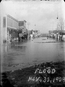 A Sumas street flooded by the Nooksack River in November 1909