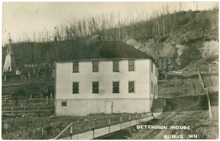 Two-story wooden U.S. immigration detention house at the Sumas, Washington border crossing, circa 1900
