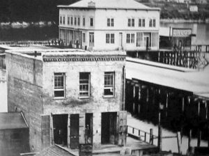 1883 photo of the brick T.G. Richards store that served as Whatcom County's territorial courthouse
