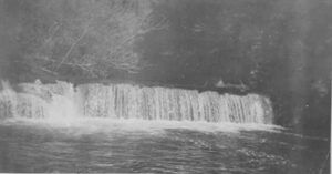 1908 photograph of the waterfall at Whatcom Falls Park in Bellingham