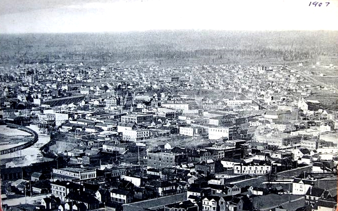 Bird's-eye view of the unified city of Bellingham, 1907