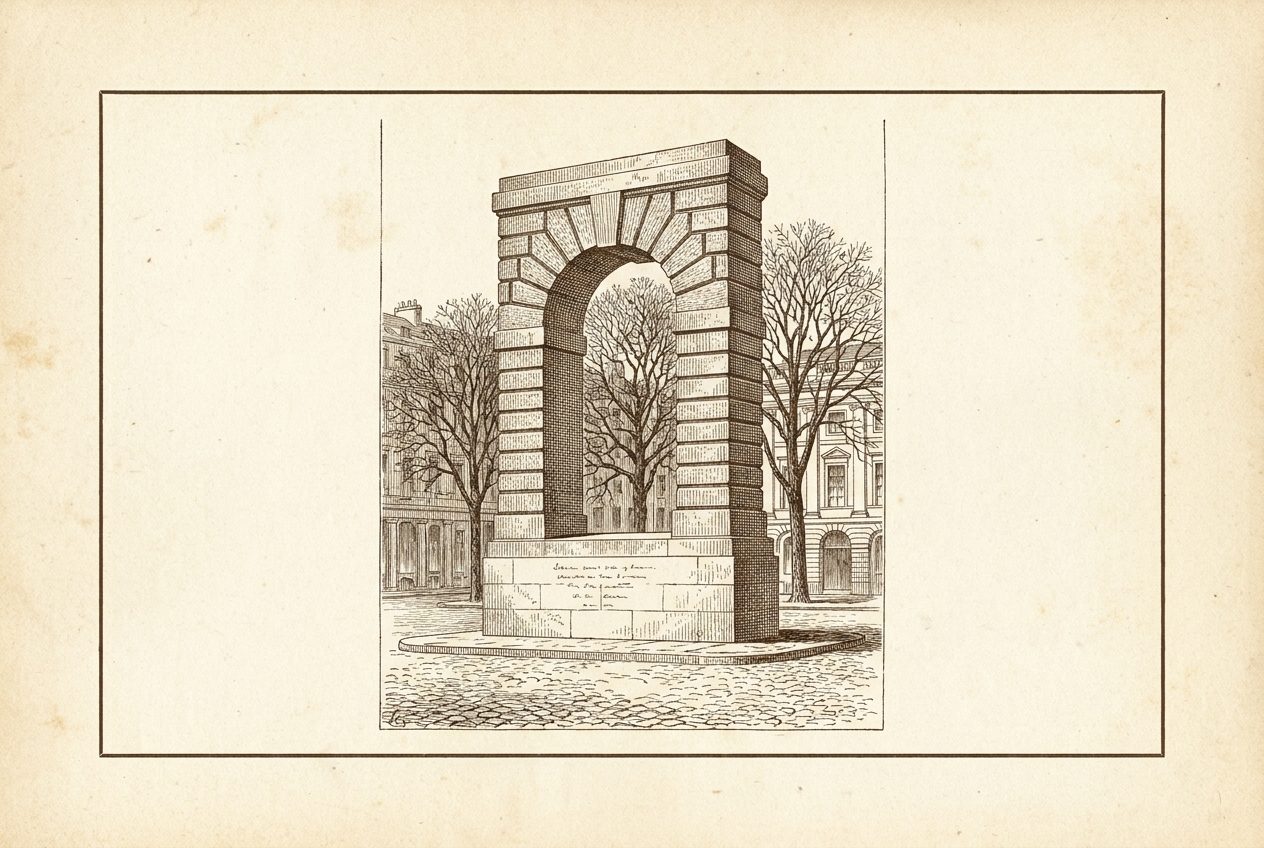 Engraving of a granite memorial archway