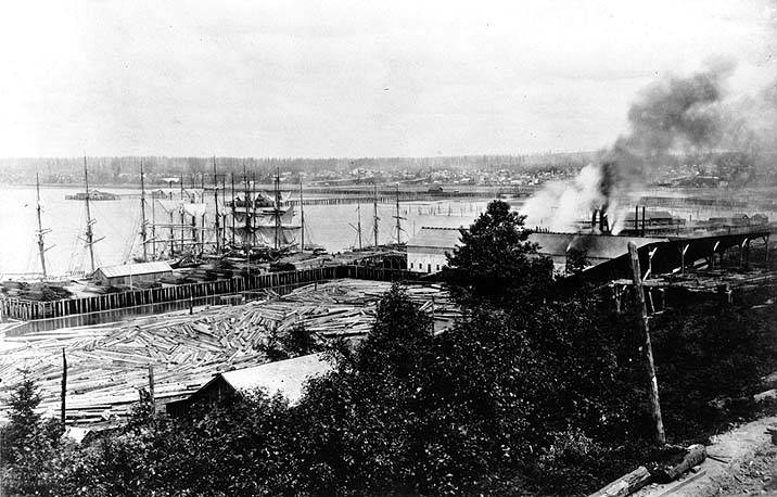 Waterfront panorama of New Whatcom around 1895