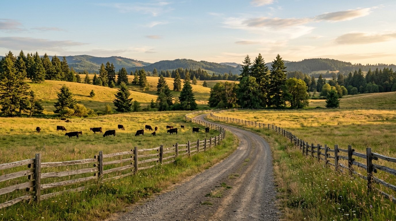 Open rural acreage with a country lane near Custer
