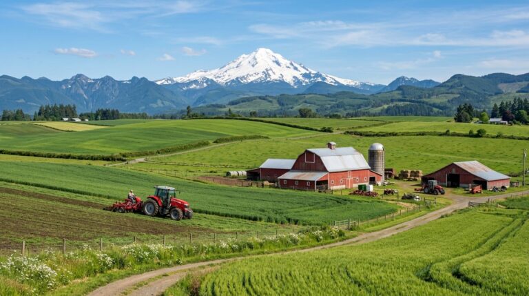 Farmland with Mount Baker behind, near Ferndale