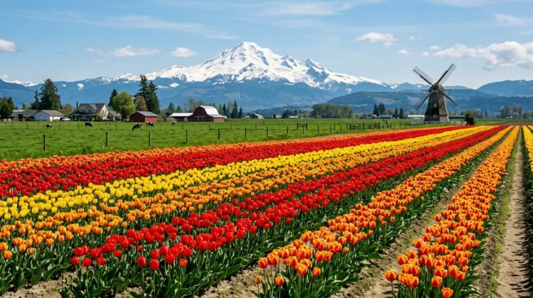 Tulip fields and Dutch-heritage farmland near Lynden