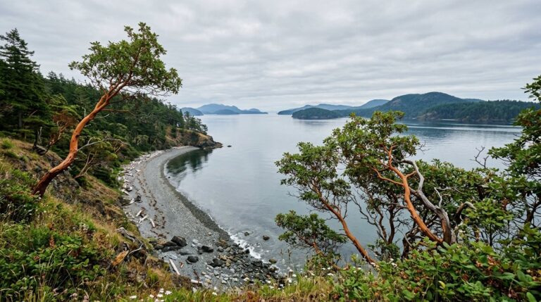 Quiet coastal bluff over the sea, Point Roberts feel