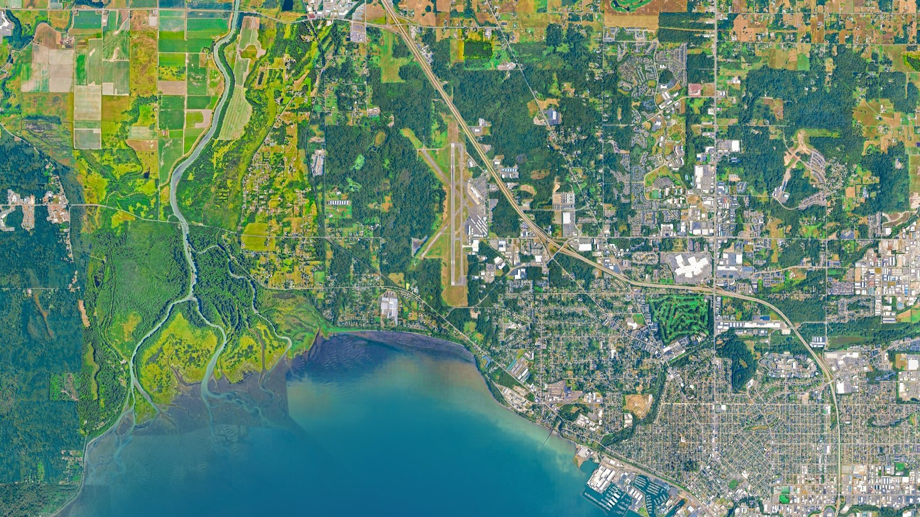 Aerial map of the Ferndale area in northwest Whatcom County — ZIP 98248