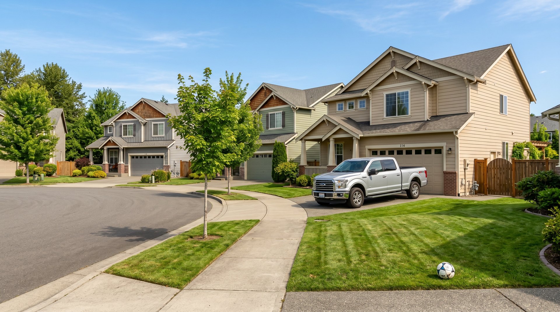Well-kept two-story homes with two-car garages on a cul-de-sac in Eagleridge subdivision, Ferndale WA