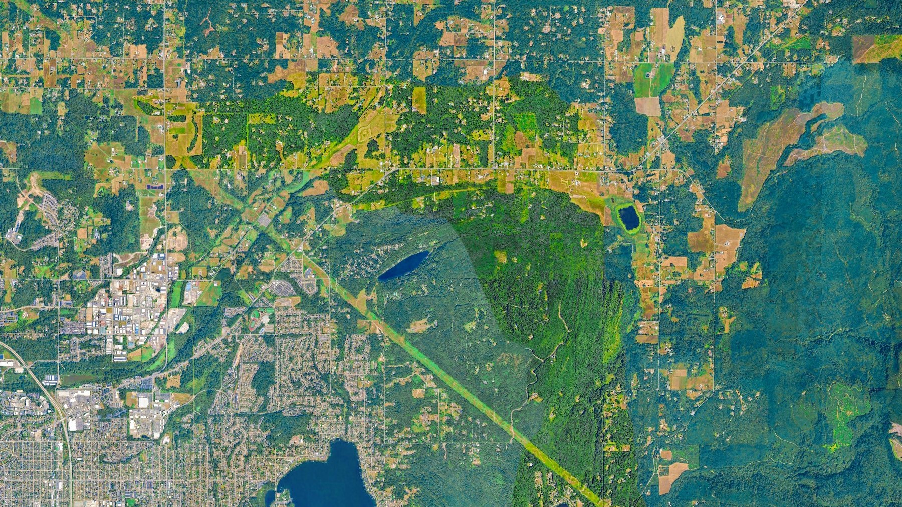 Aerial map of the Lynden farmland plain in north Whatcom County — ZIP 98264