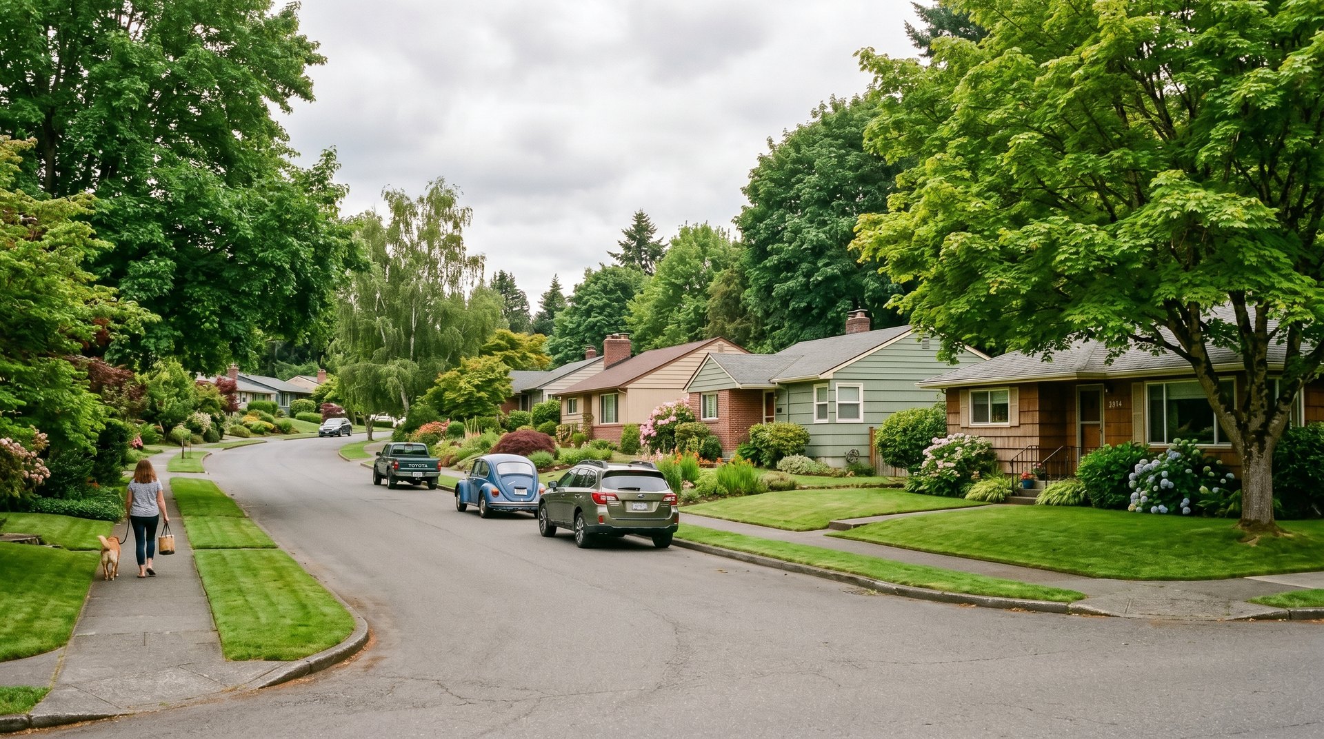 A photoreal view of the Birchwood neighborhood in Bellingham, Washington
