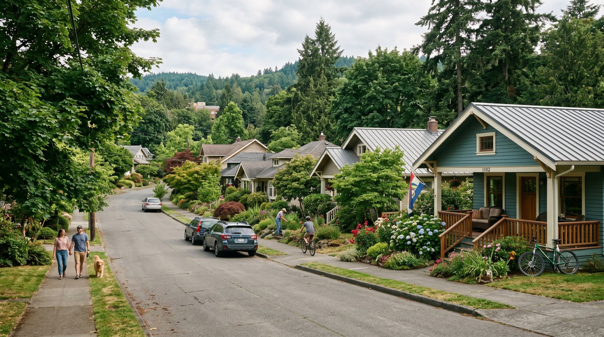A photoreal view of the Happy Valley neighborhood in Bellingham, Washington