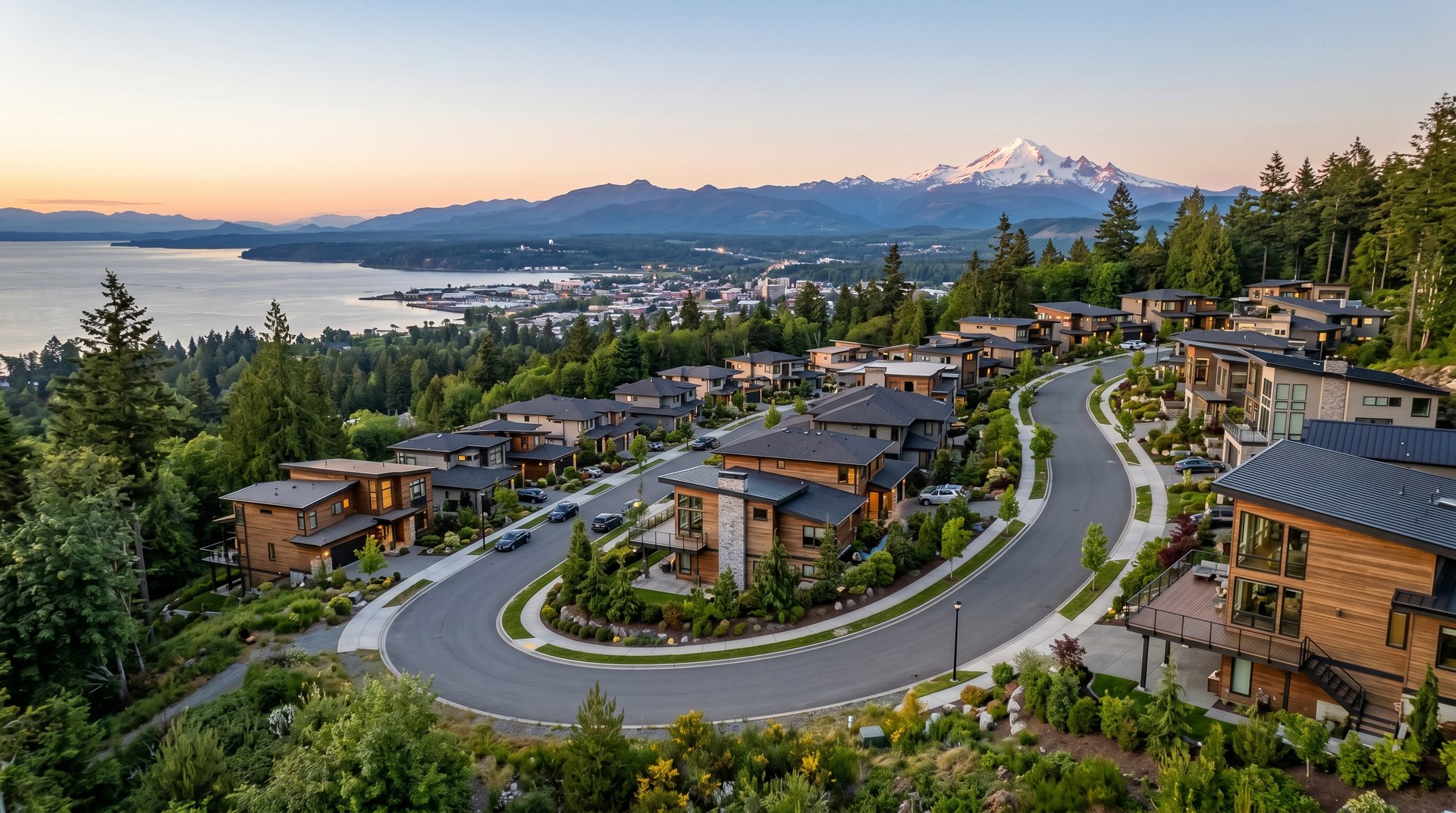 A photoreal view of the King Mountain neighborhood in Bellingham, Washington
