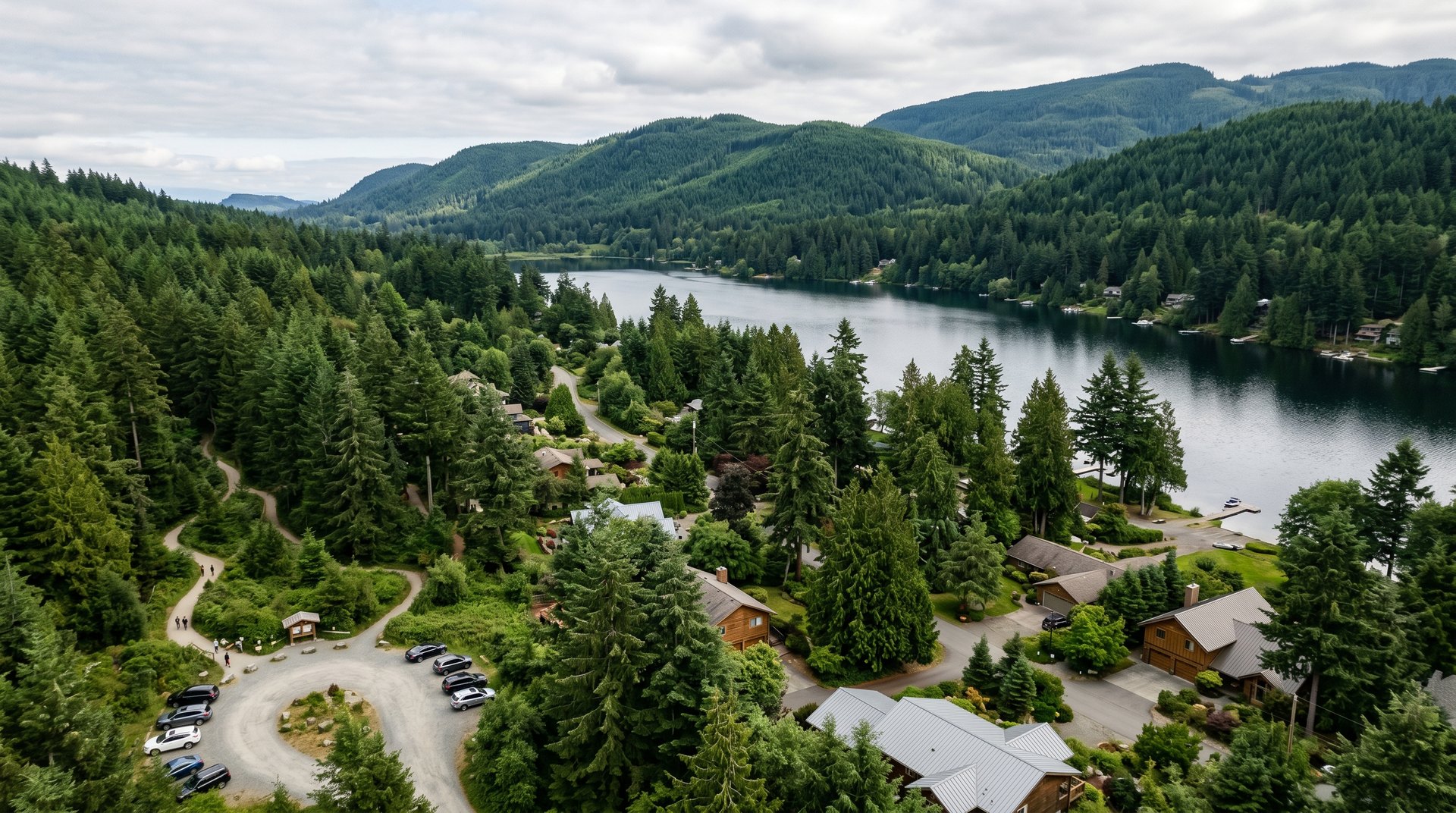 A photoreal view of the Samish neighborhood in Bellingham, Washington