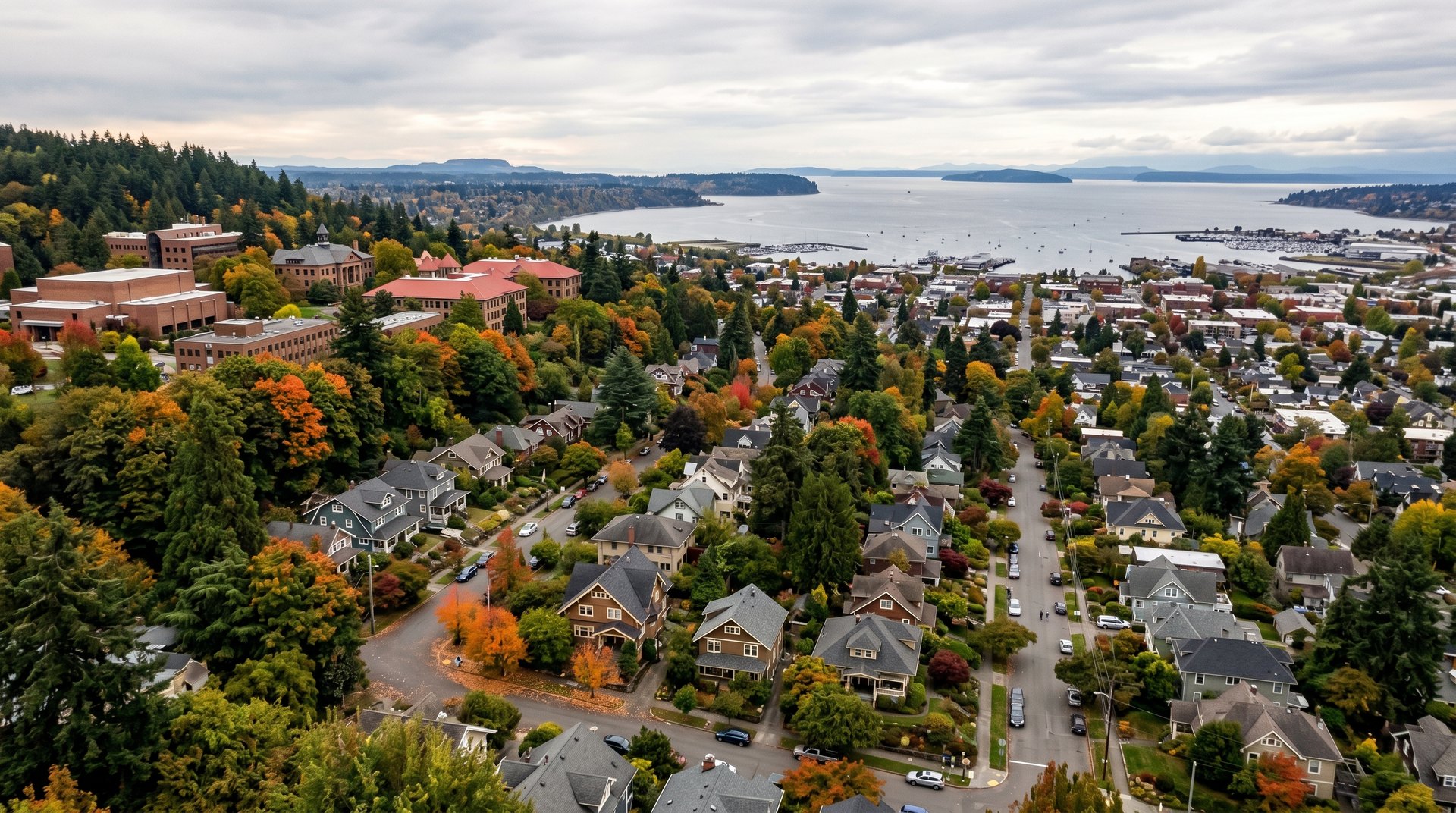 A photoreal view of the Sehome neighborhood in Bellingham, Washington