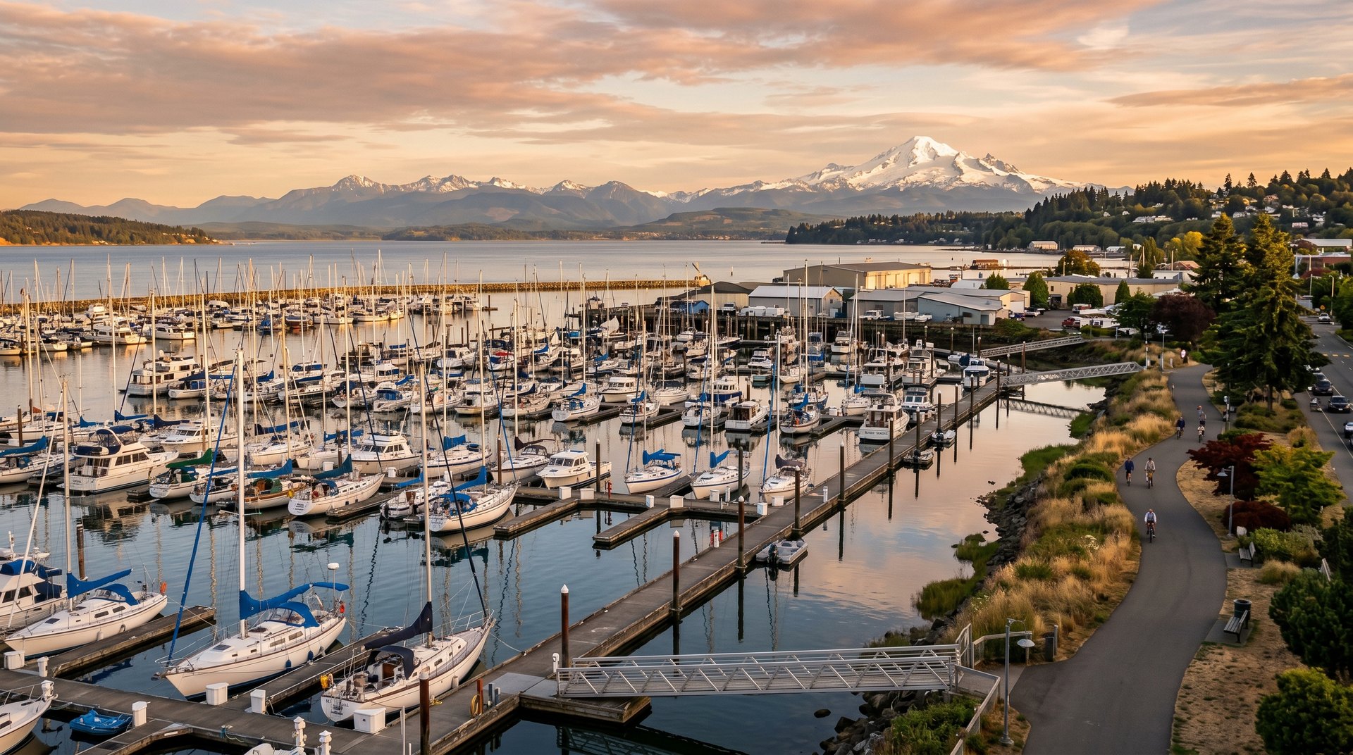 A photoreal view of the Squalicum neighborhood in Bellingham, Washington