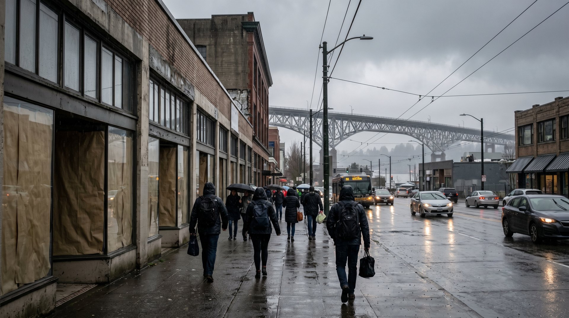 Leaving Portland's downtown behind