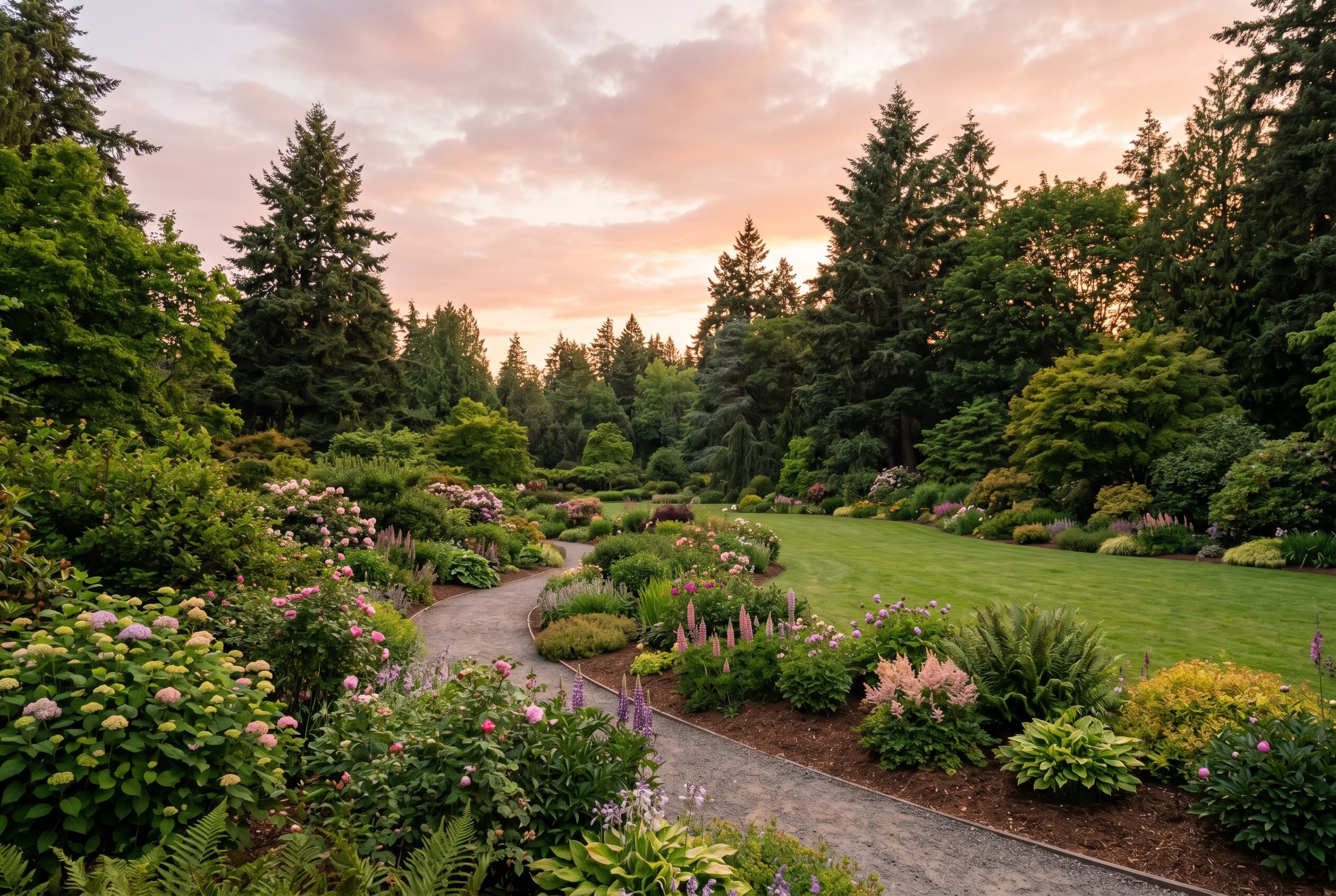 A public garden in bloom