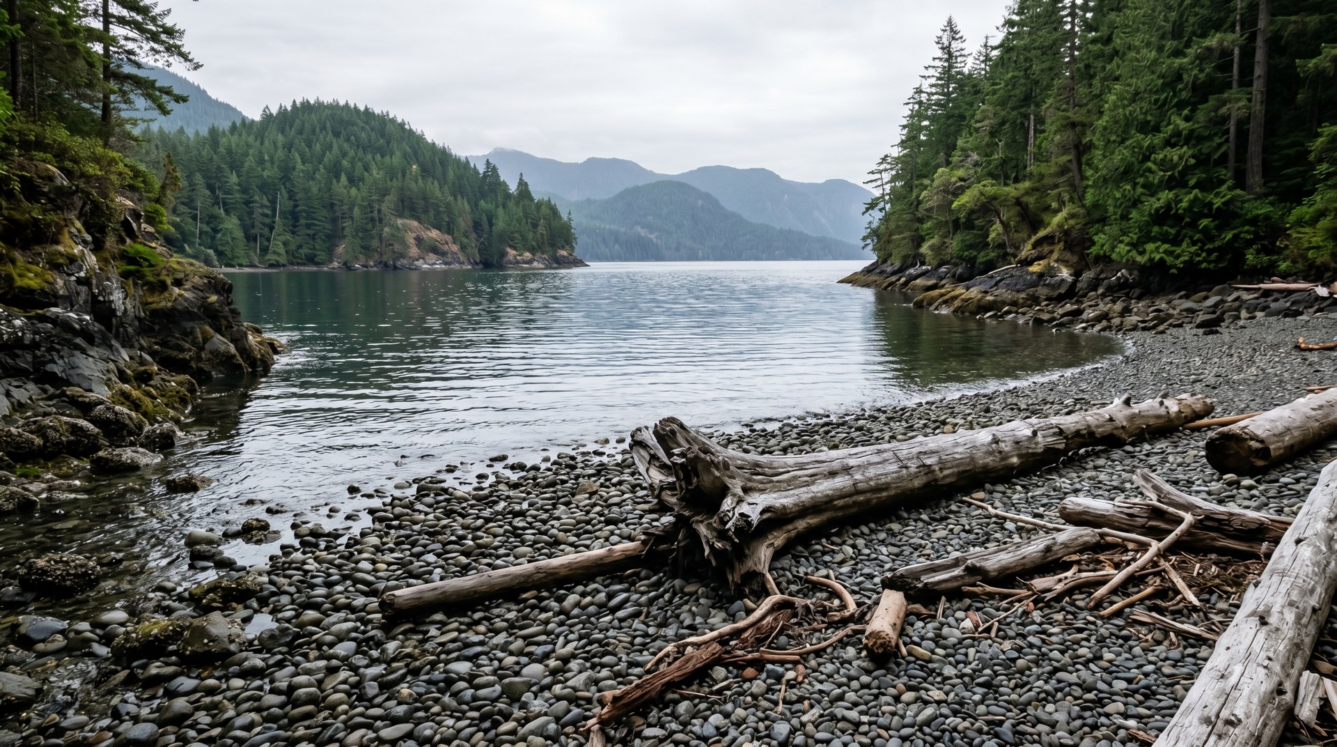 A pebble pocket beach.