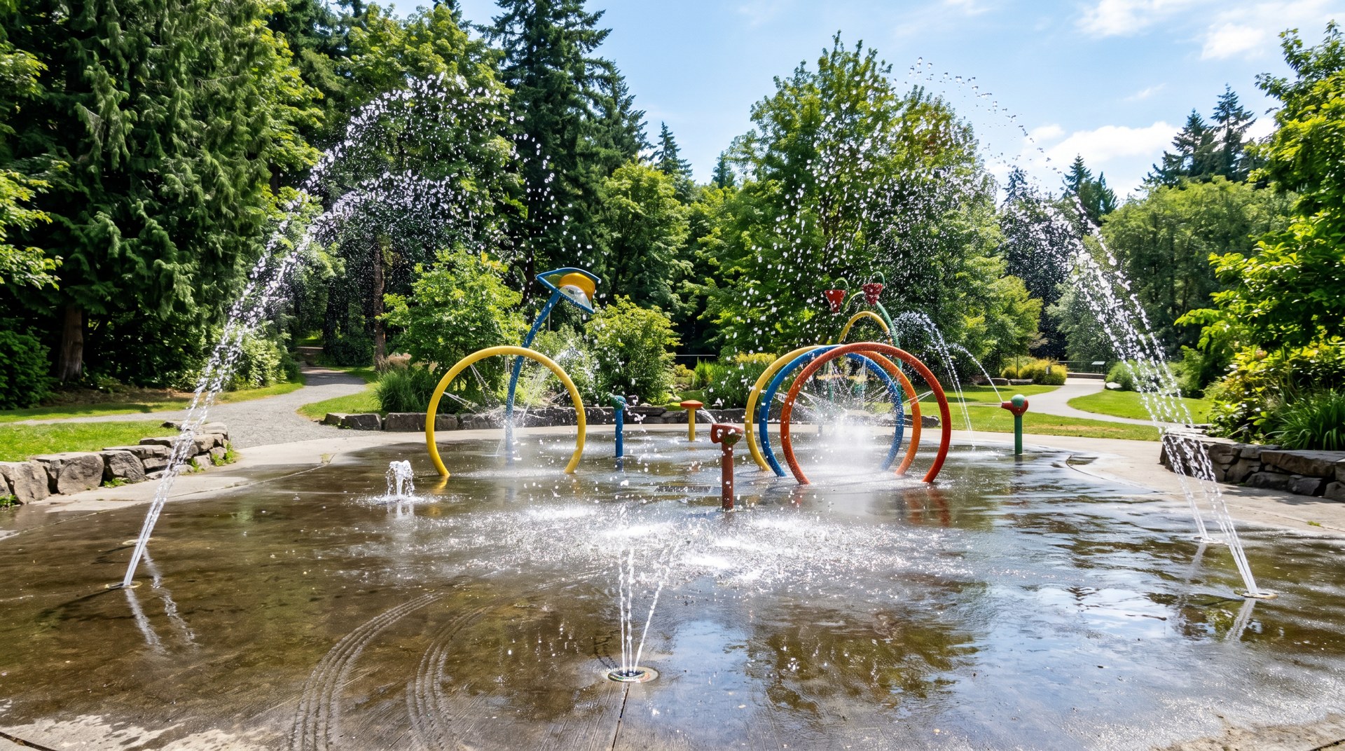 The summer spray park.