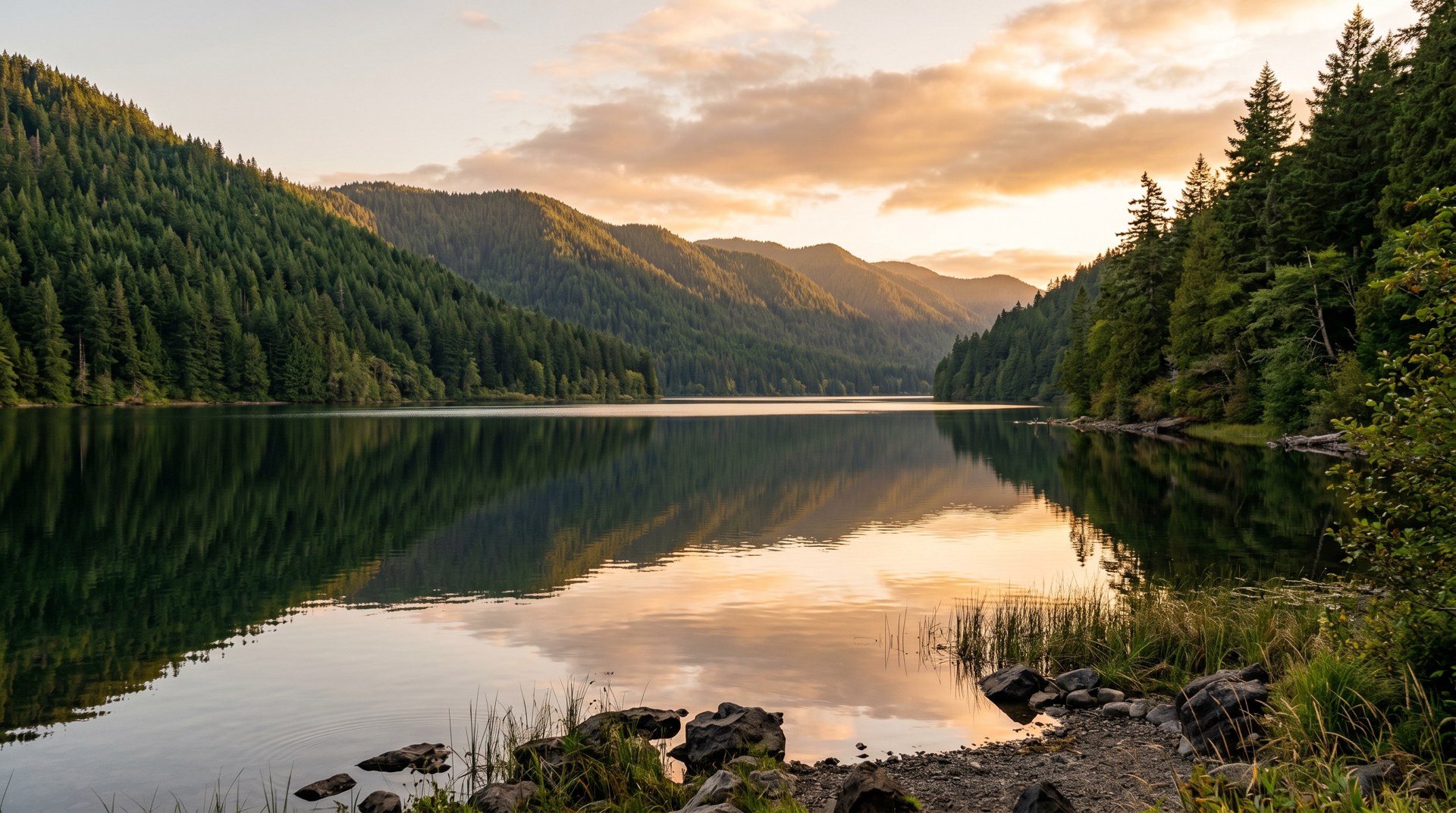 Evening light over Lake Padden.