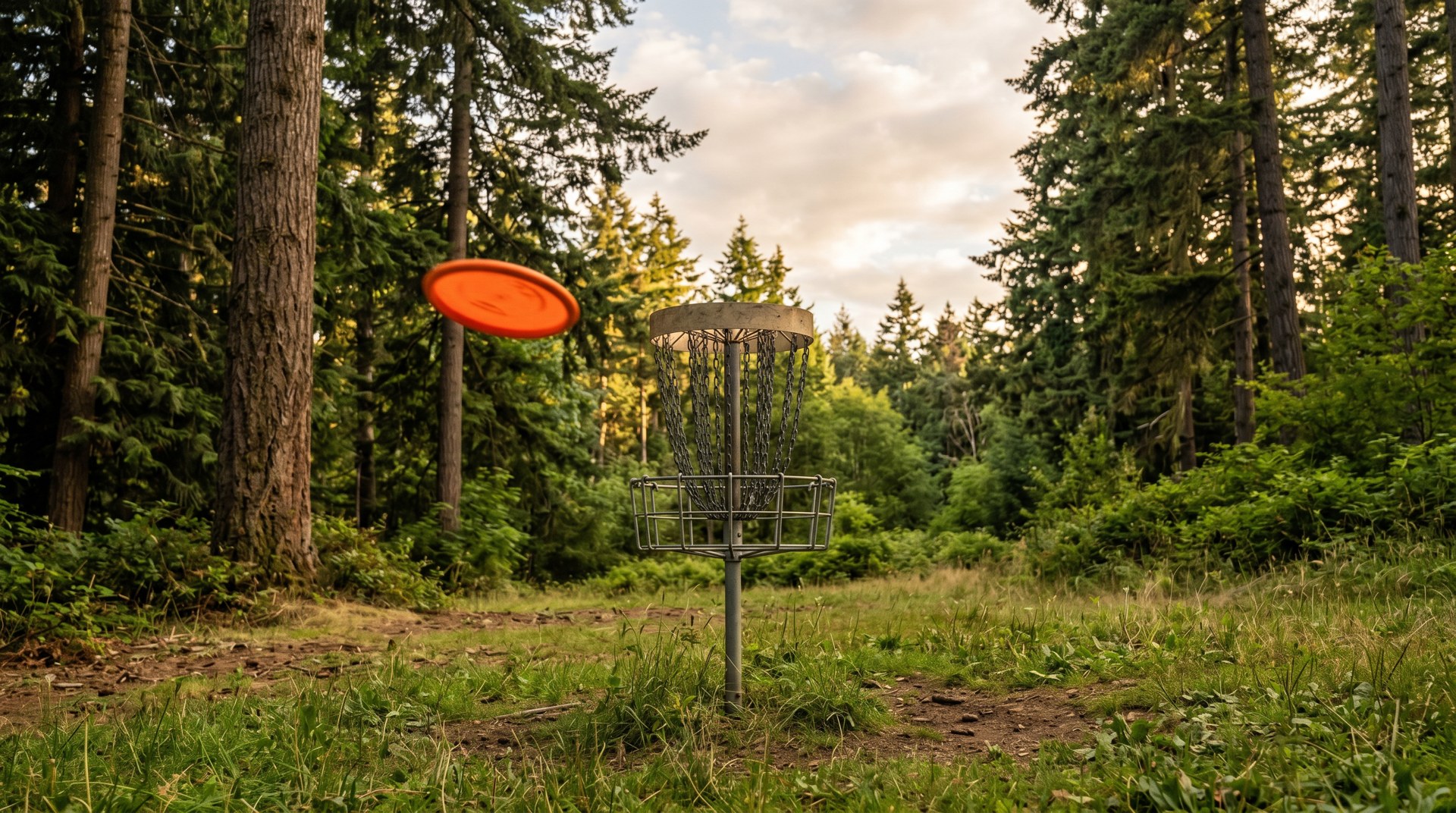 The wooded disc golf course.