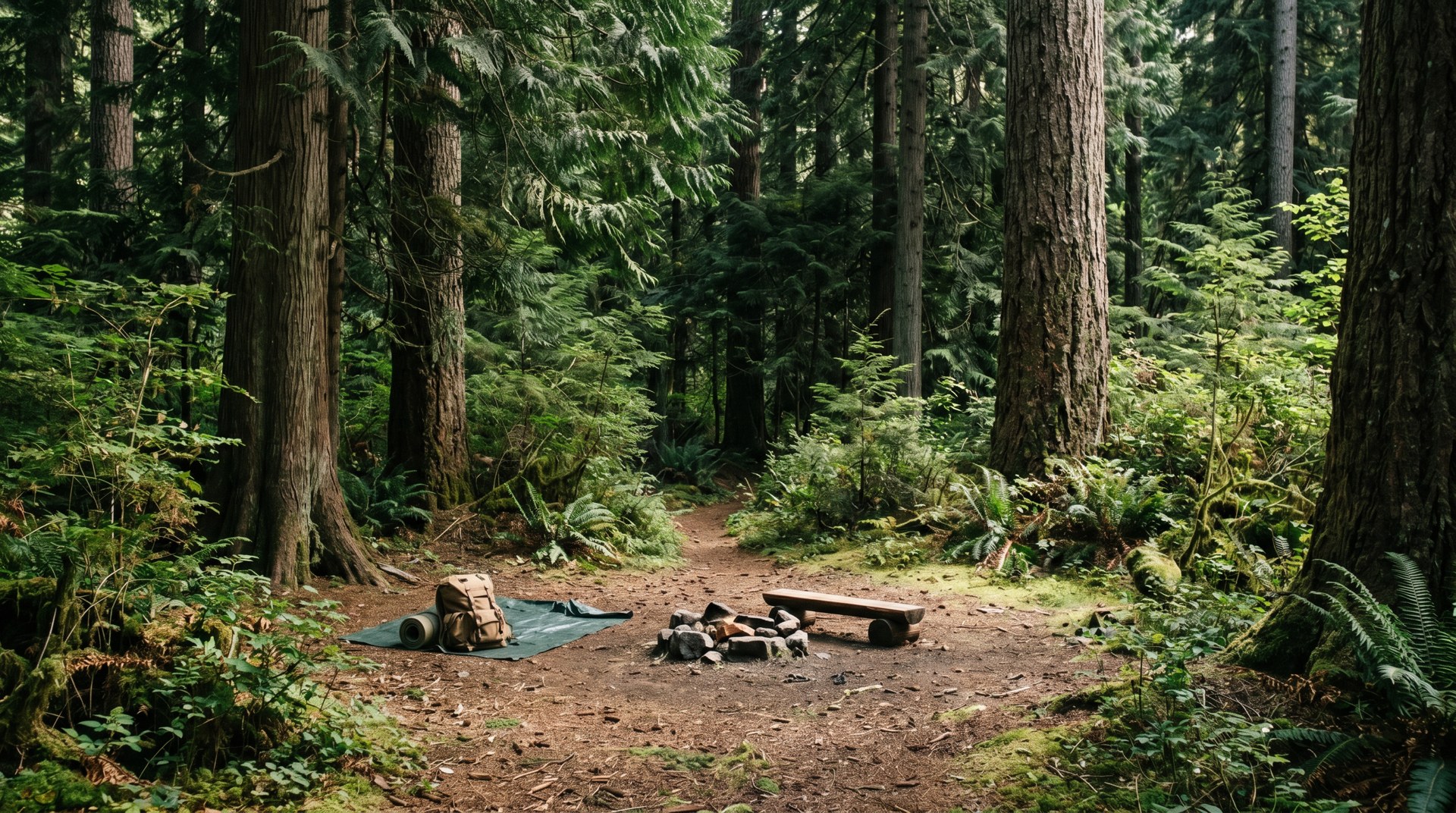 Camping under the firs.