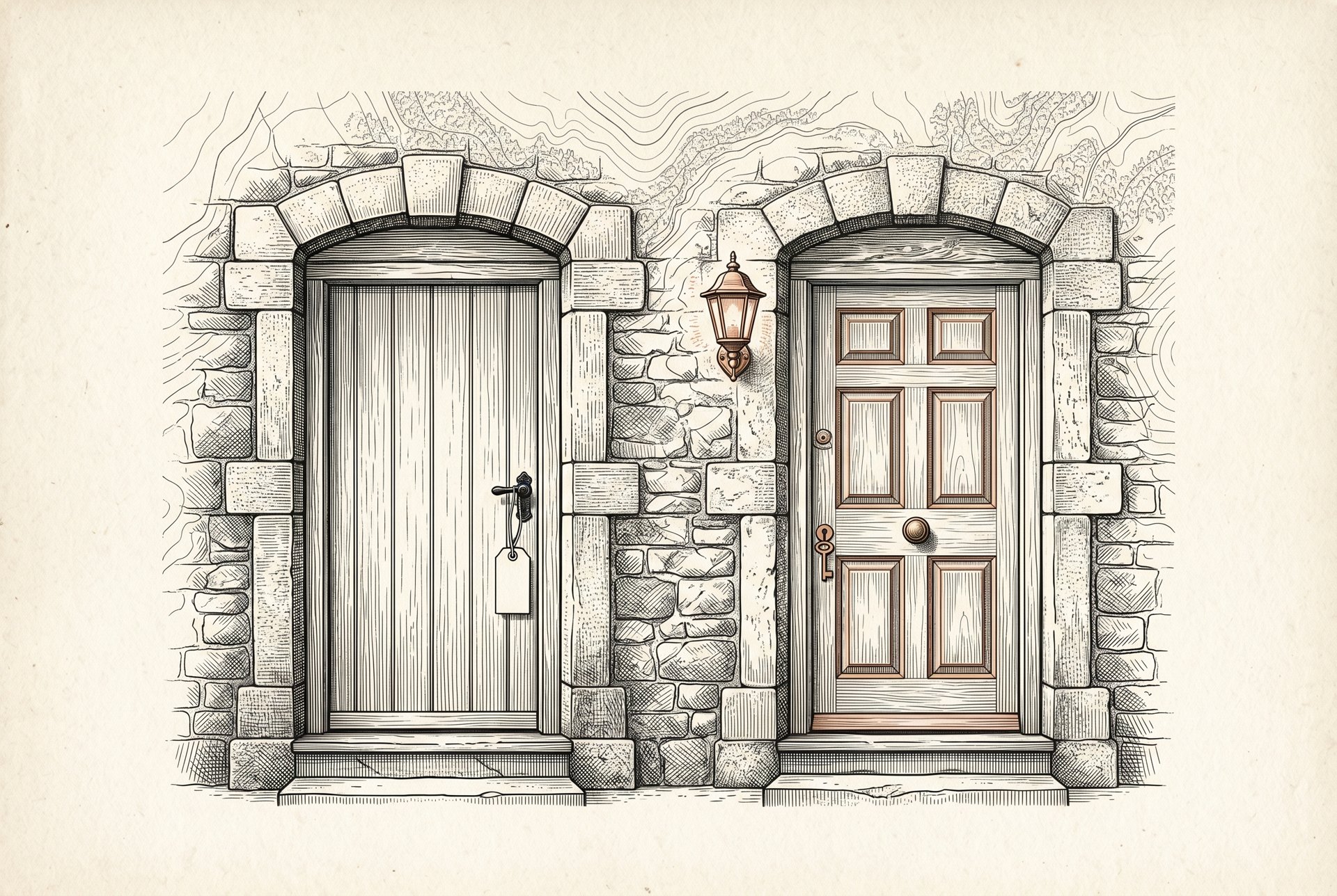 Engraved pair of front doors comparing renting versus owning in Bellingham
