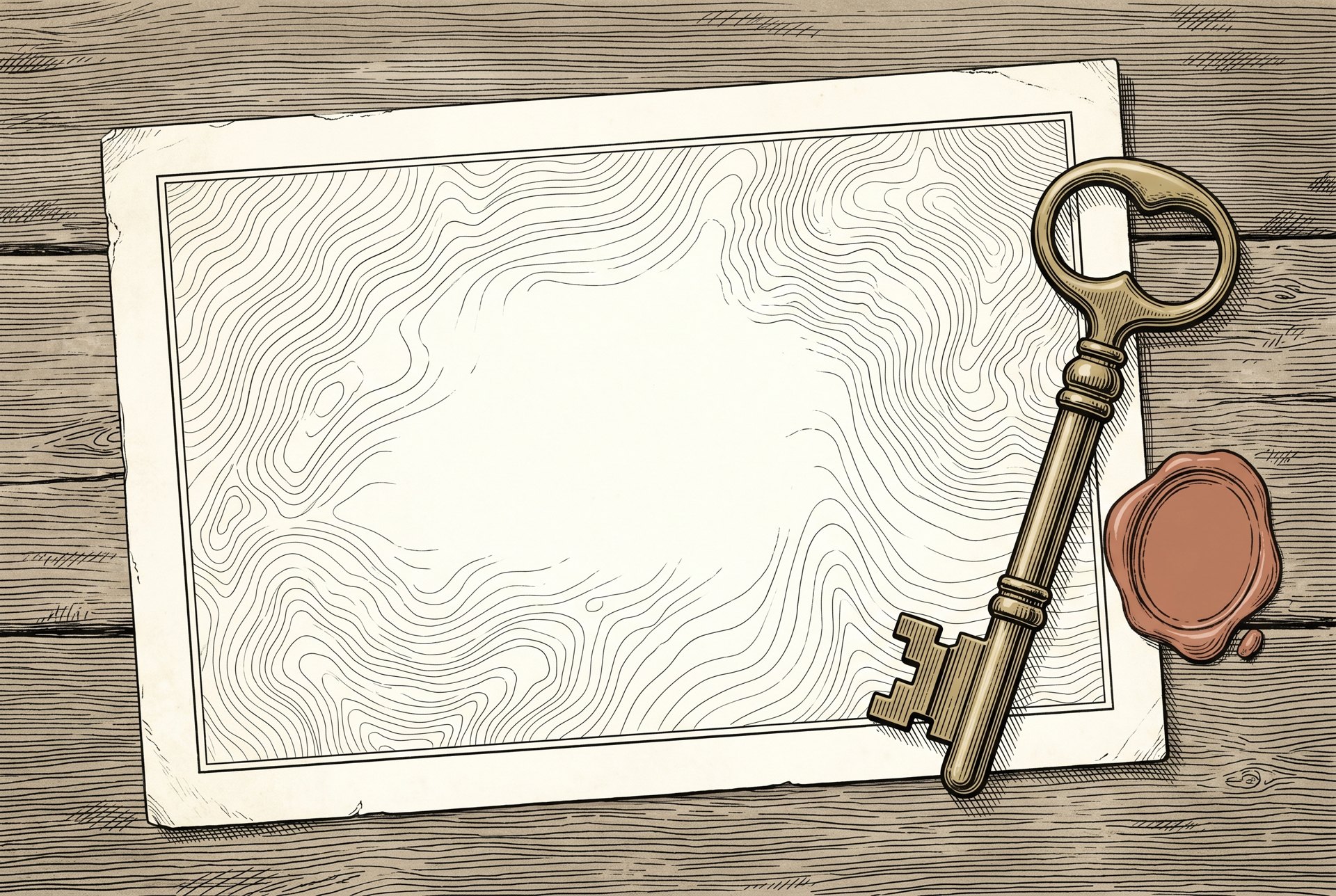Engraved promissory note with wax seal and porch key for the seller financing calculator